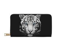 YUNWEIKEJI Pupilla Blu Tigre Bianca, Portafogli Portafogli di grande capacità Porta carte di credito Portafoglio in pelle in microfibra