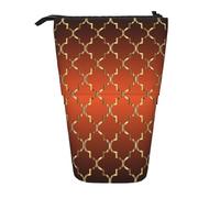 YUNWEIKEJI Quadrifoglio D'oro Su Arancio Bruciato, Astuccio telescopico, Portapenne con cerniera Astuccio per trucco Astuccio per matite Astuccio per penne