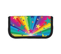 YUNWEIKEJI Raggi Di Coriandoli Arcobaleno E Stelle, Astuccio per matite, Astuccio per matite in tela Astuccio per penne a matita di grande capacità