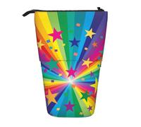 YUNWEIKEJI Raggi Di Coriandoli Arcobaleno E Stelle, Astuccio telescopico, Portapenne con cerniera Astuccio per trucco Astuccio per matite Astuccio per penne