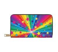 YUNWEIKEJI Raggi Di Coriandoli Arcobaleno E Stelle, Portafogli Portafogli di grande capacità Porta carte di credito Portafoglio in pelle in microfibra