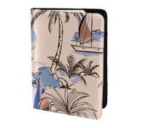 YUNWEIKEJI Retro belle barche palme, Porta passaporto da viaggio in pelle PU Custodia per passaporto Copertine per passaporto da 5,5 pollici