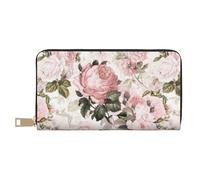 YUNWEIKEJI Rose rosa seppia vintage shabby chic, Portafogli Portafogli di grande capacità Porta carte di credito Portafoglio in pelle in microfibra