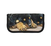 YUNWEIKEJI Rottweiler Sleeping Dogs Animali Cuccioli Piccoli, Astuccio per matite, Astuccio per matite in tela Astuccio per penne a matita di grande capacità
