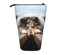 YUNWEIKEJI Rough Collie Bokeh Railway Cani Animali domestici ruvidi, Astuccio telescopico, Portapenne con cerniera Astuccio per trucco Astuccio per matite Astuccio per penne