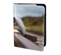 YUNWEIKEJI Rough Collie Bokeh Railway Cani Animali domestici ruvidi, Porta passaporto da viaggio in pelle PU Custodia per passaporto Copertine per passaporto da 5,5 pollici