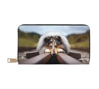YUNWEIKEJI Rough Collie Bokeh Railway Cani Animali domestici ruvidi, Portafogli Portafogli di grande capacità Porta carte di credito Portafoglio in pelle in microfibra
