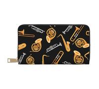 YUNWEIKEJI Sassofono Trombone Musica Nero, Portafogli Portafogli di grande capacità Porta carte di credito Portafoglio in pelle in microfibra