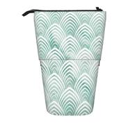 YUNWEIKEJI Scaglie di marmo con geometria bianca menta acqua, Astuccio telescopico, Portapenne con cerniera Astuccio per trucco Astuccio per matite Astuccio per penne