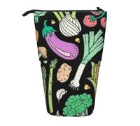 YUNWEIKEJI Scarabocchio Dell'alimento Delle Verdure Su Buio, Astuccio telescopico, Portapenne con cerniera Astuccio per trucco Astuccio per matite Astuccio per penne