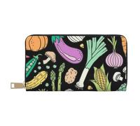 YUNWEIKEJI Scarabocchio Dell'alimento Delle Verdure Su Buio, Portafogli Portafogli di grande capacità Porta carte di credito Portafoglio in pelle in microfibra