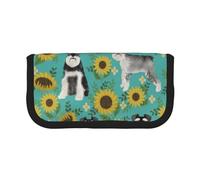 YUNWEIKEJI Schnauzer Girasoli Primavera Estate Floreale Cane Di Razza Cane, Astuccio per matite, Astuccio per matite in tela Astuccio per penne a matita di grande capacità