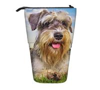 YUNWEIKEJI Schnauzer Lawn Pets Cani grigi Chnauzer, Astuccio telescopico, Portapenne con cerniera Astuccio per trucco Astuccio per matite Astuccio per penne
