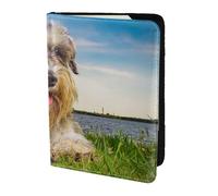 YUNWEIKEJI Schnauzer Lawn Pets Cani grigi Chnauzer, Porta passaporto da viaggio in pelle PU Custodia per passaporto Copertine per passaporto da 5,5 pollici