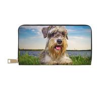 YUNWEIKEJI Schnauzer Lawn Pets Cani grigi Chnauzer, Portafogli Portafogli di grande capacità Porta carte di credito Portafoglio in pelle in microfibra