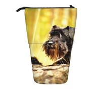 YUNWEIKEJI Schnauzer nano della foresta Animali domestici Cani neri, Astuccio telescopico, Portapenne con cerniera Astuccio per trucco Astuccio per matite Astuccio per penne