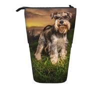 YUNWEIKEJI Schnauzer Sunset Cani Animali domestici Montagne Schnauzer, Astuccio telescopico, Portapenne con cerniera Astuccio per trucco Astuccio per matite Astuccio per penne