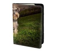 YUNWEIKEJI Schnauzer Sunset Cani Animali domestici Montagne Schnauzer, Porta passaporto da viaggio in pelle PU Custodia per passaporto Copertine per passaporto da 5,5 pollici