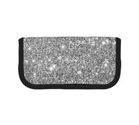 YUNWEIKEJI Scintillii glitter argento, Astuccio per matite, Astuccio per matite in tela Astuccio per penne a matita di grande capacità