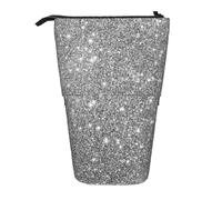 YUNWEIKEJI Scintillii glitter argento, Astuccio telescopico, Portapenne con cerniera Astuccio per trucco Astuccio per matite Astuccio per penne