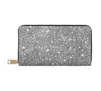 YUNWEIKEJI Scintillii glitter argento, Portafogli Portafogli di grande capacità Porta carte di credito Portafoglio in pelle in microfibra