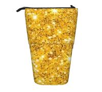 YUNWEIKEJI Scintillio d'oro, Astuccio telescopico, Portapenne con cerniera Astuccio per trucco Astuccio per matite Astuccio per penne
