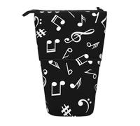 YUNWEIKEJI Segni di nota musicale neri, Astuccio telescopico, Portapenne con cerniera Astuccio per trucco Astuccio per matite Astuccio per penne