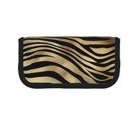 YUNWEIKEJI Seppia della pelle animale della zebra dell'oro nero africano, Astuccio per matite, Astuccio per matite in tela Astuccio per penne a matita di grande capacità