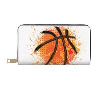 YUNWEIKEJI Sfondo arancione dipinto astratto di basket, Portafogli Portafogli di grande capacità Porta carte di credito Portafoglio in pelle in microfibra
