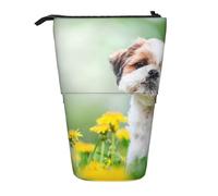 YUNWEIKEJI Shih Tzu Piccoli Cani Carini Cucciolo Riccio Animali Campo, Astuccio telescopico, Portapenne con cerniera Astuccio per trucco Astuccio per matite Astuccio per penne