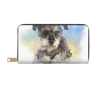 YUNWEIKEJI Simpatica stampa Mini Schnauzer, Portafogli Portafogli di grande capacità Porta carte di credito Portafoglio in pelle in microfibra