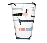YUNWEIKEJI Simpatico bassotto blu navy, Astuccio telescopico, Portapenne con cerniera Astuccio per trucco Astuccio per matite Astuccio per penne