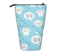 YUNWEIKEJI Simpatico dentista igienista dentale stampa blu, Astuccio telescopico, Portapenne con cerniera Astuccio per trucco Astuccio per matite Astuccio per penne