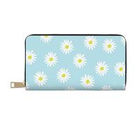 YUNWEIKEJI Simpatico fiore margherita floreale blu, Portafogli Portafogli di grande capacità Porta carte di credito Portafoglio in pelle in microfibra
