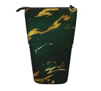 YUNWEIKEJI Smeraldo verde intenso toni terra marmo oro, Astuccio telescopico, Portapenne con cerniera Astuccio per trucco Astuccio per matite Astuccio per penne