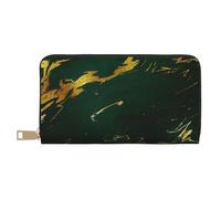 YUNWEIKEJI Smeraldo verde intenso toni terra marmo oro, Portafogli Portafogli di grande capacità Porta carte di credito Portafoglio in pelle in microfibra