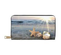 YUNWEIKEJI Spiaggia soleggiata delle conchiglie delle stelle marine, Portafogli Portafogli di grande capacità Porta carte di credito Portafoglio in pelle in microfibra