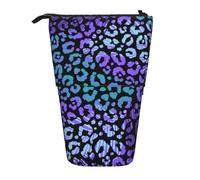 YUNWEIKEJI Stampa animale esotica leopardo colorato, Astuccio telescopico, Portapenne con cerniera Astuccio per trucco Astuccio per matite Astuccio per penne