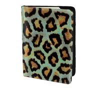 YUNWEIKEJI Stampa animalier chic leopardo verde acqua, Porta passaporto da viaggio in pelle PU Custodia per passaporto Copertine per passaporto da 5,5 pollici