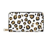 YUNWEIKEJI Stampa animalier leopardo nero glitter oro, Portafogli Portafogli di grande capacità Porta carte di credito Portafoglio in pelle in microfibra