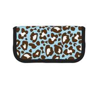 YUNWEIKEJI Stampa animalier maculata leopardo blu e marrone, Astuccio per matite, Astuccio per matite in tela Astuccio per penne a matita di grande capacità