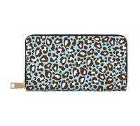 YUNWEIKEJI Stampa animalier maculata leopardo blu e marrone, Portafogli Portafogli di grande capacità Porta carte di credito Portafoglio in pelle in microfibra