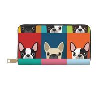 YUNWEIKEJI Stampa colorata Boston Terrier, Portafogli Portafogli di grande capacità Porta carte di credito Portafoglio in pelle in microfibra
