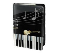 YUNWEIKEJI Stampa del modello di pianoforte per chitarra, Porta passaporto da viaggio in pelle PU Custodia per passaporto Copertine per passaporto da 5,5 pollici