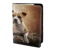 YUNWEIKEJI Stampa dell'American Staffordshire Terrier, Porta passaporto da viaggio in pelle PU Custodia per passaporto Copertine per passaporto da 5,5 pollici