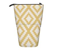 YUNWEIKEJI Stampato senape geometrico, Astuccio telescopico, Portapenne con cerniera Astuccio per trucco Astuccio per matite Astuccio per penne