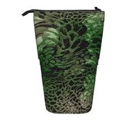 YUNWEIKEJI Stampato serpente verde, Astuccio telescopico, Portapenne con cerniera Astuccio per trucco Astuccio per matite Astuccio per penne