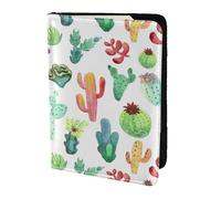 YUNWEIKEJI Succulente del cactus dell'acquerello, Porta passaporto da viaggio in pelle PU Custodia per passaporto Copertine per passaporto da 5,5 pollici