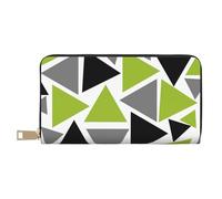 YUNWEIKEJI Triangoli casuali verde lime grigio nero su bianco, Portafogli Portafogli di grande capacità Porta carte di credito Portafoglio in pelle in microfibra