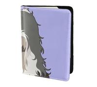 YUNWEIKEJI Vecchio cane pastore inglese, Porta passaporto da viaggio in pelle PU Custodia per passaporto Copertine per passaporto da 5,5 pollici